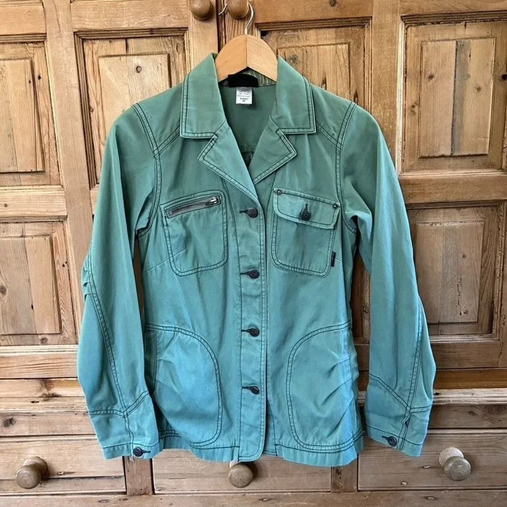 Patagonia XS Green Button Front Jacket Organic Cotton Broken Twill Jacket